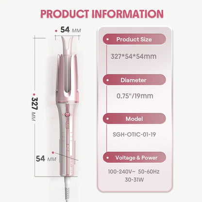 Automatic Curling Iron – 3 Barrel Sizes, 3-Level Temp, Ceramic Coating