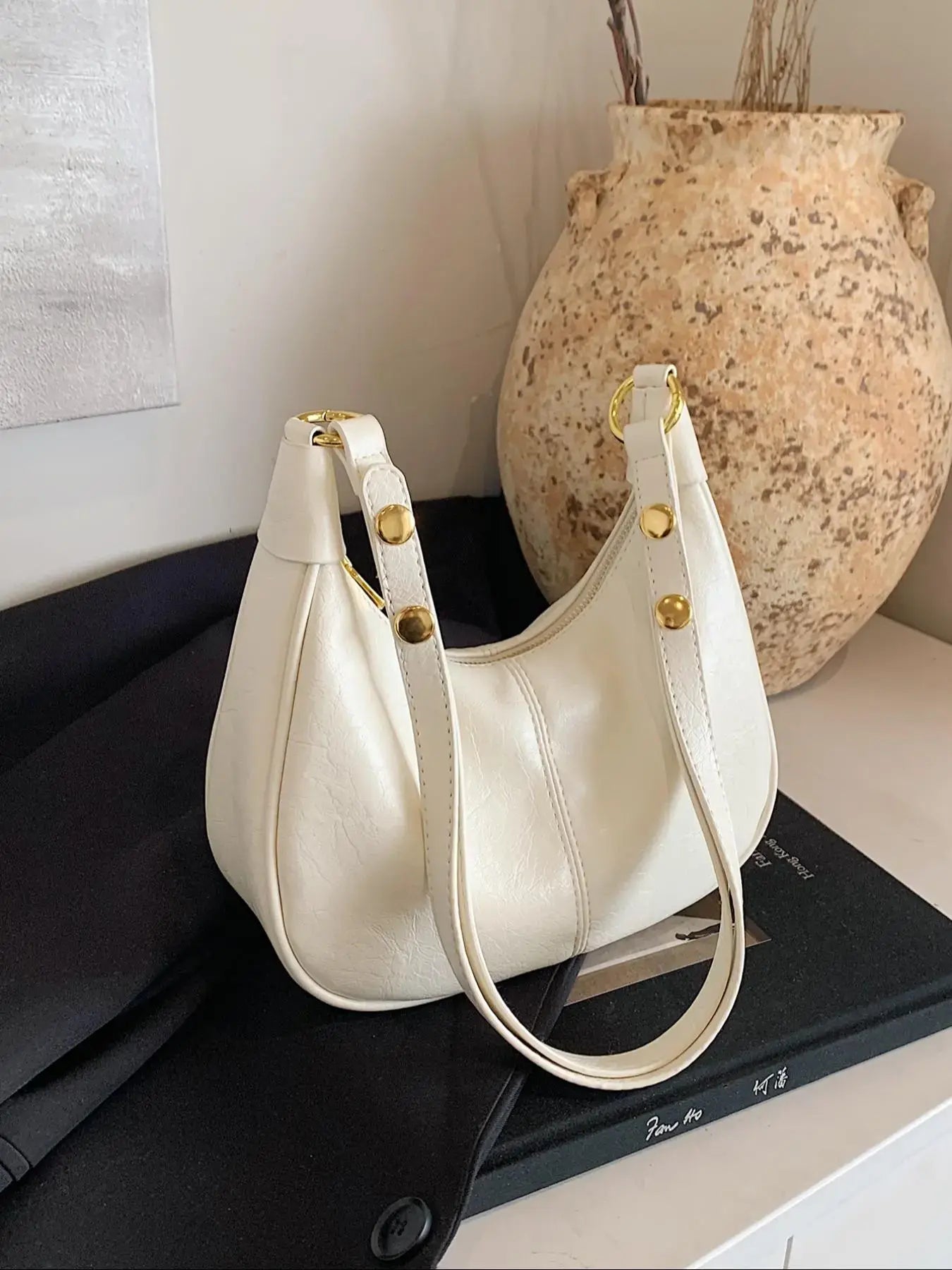 Women's Solid Color Zipper Shoulder Bag