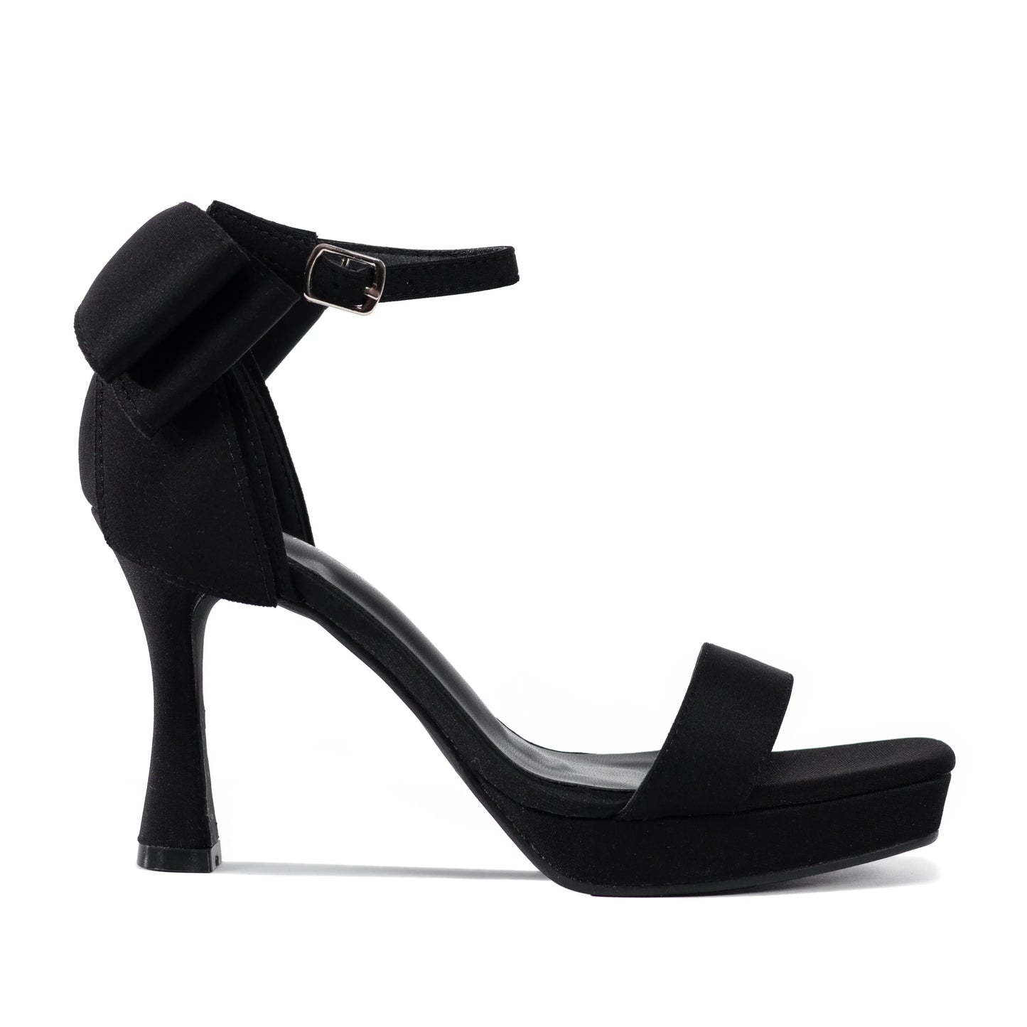 Platform Dress Sandals – Sculpted Heel, Bow Detail, Ankle Strap