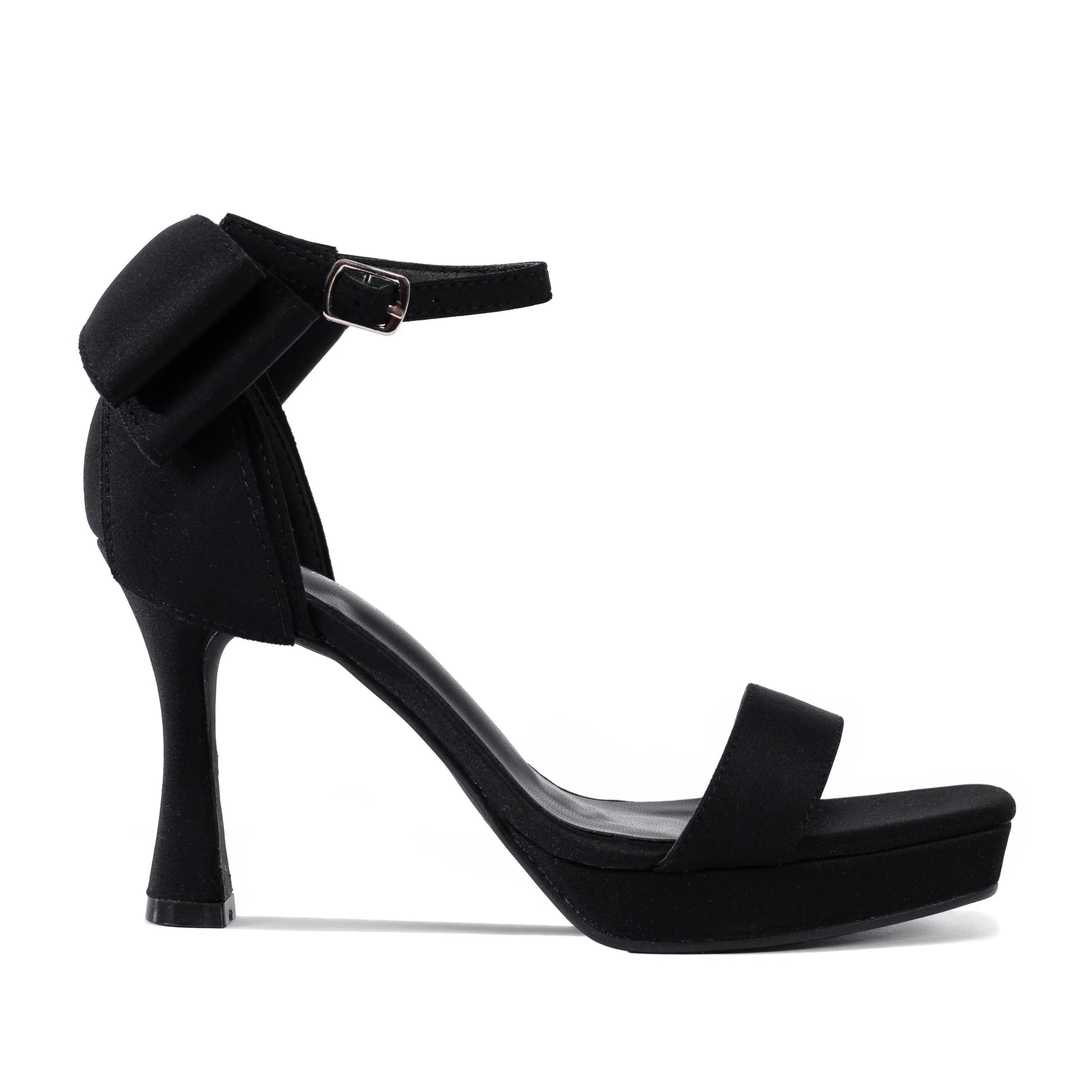 Platform Dress Sandals – Sculpted Heel, Bow Detail, Ankle Strap