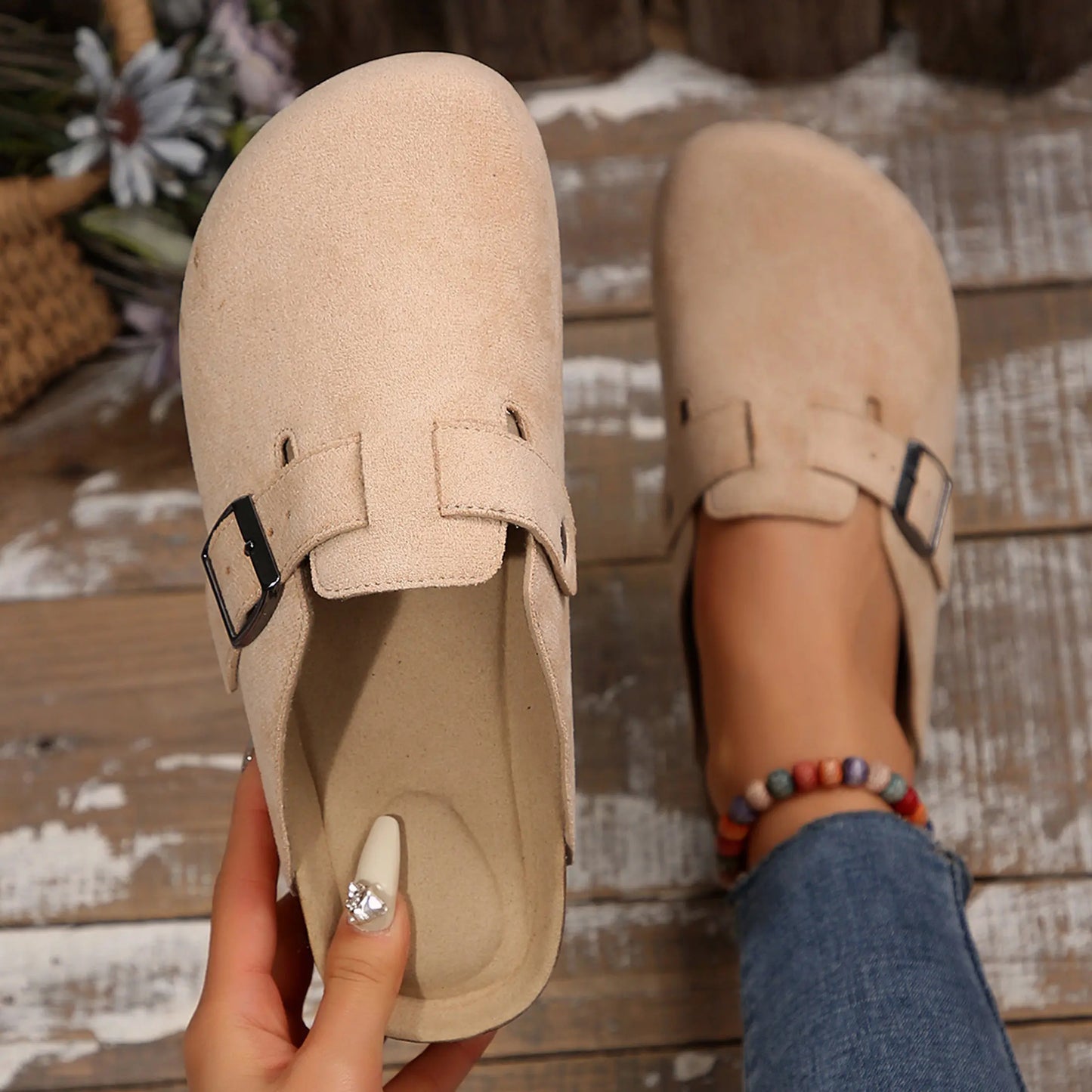 Men's Cork Footbed Suede Clogs