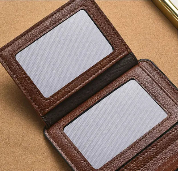 Men's PU Leather Tri-Fold Wallet – Vintage, Multi-Card Slots