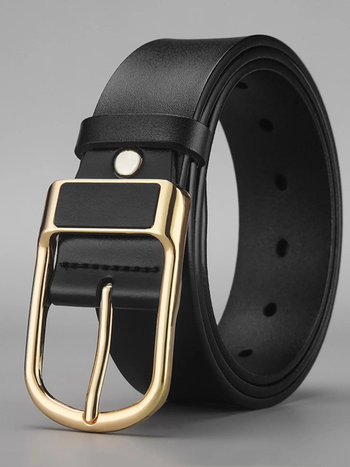 Men's Solid Color PU Leather Buckle Belt