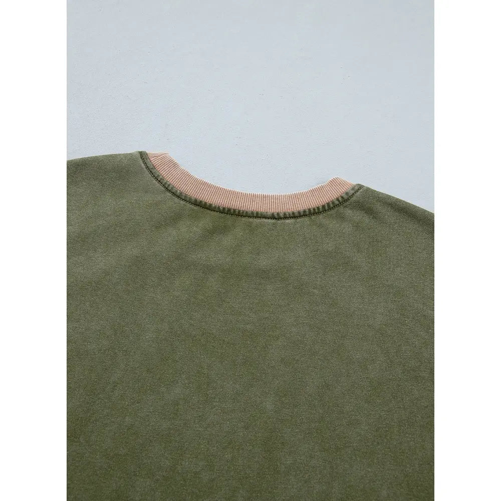 Women's Oversized Acid Wash Pullover Sweatshirt – Vintage Cotton Crew Neck