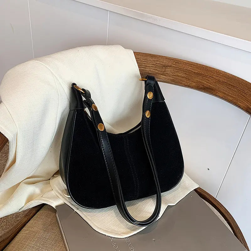 Women's Solid Color Zipper Shoulder Bag