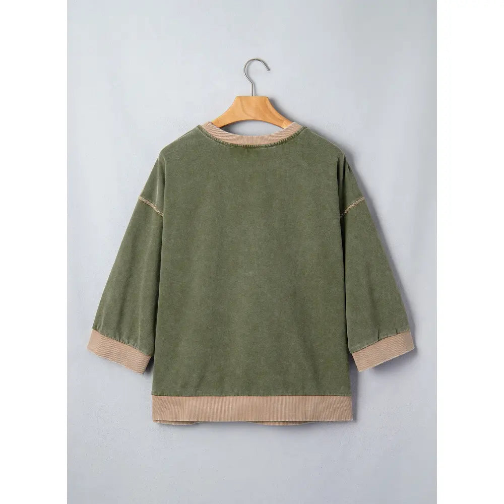 Women's Oversized Acid Wash Pullover Sweatshirt – Vintage Cotton Crew Neck