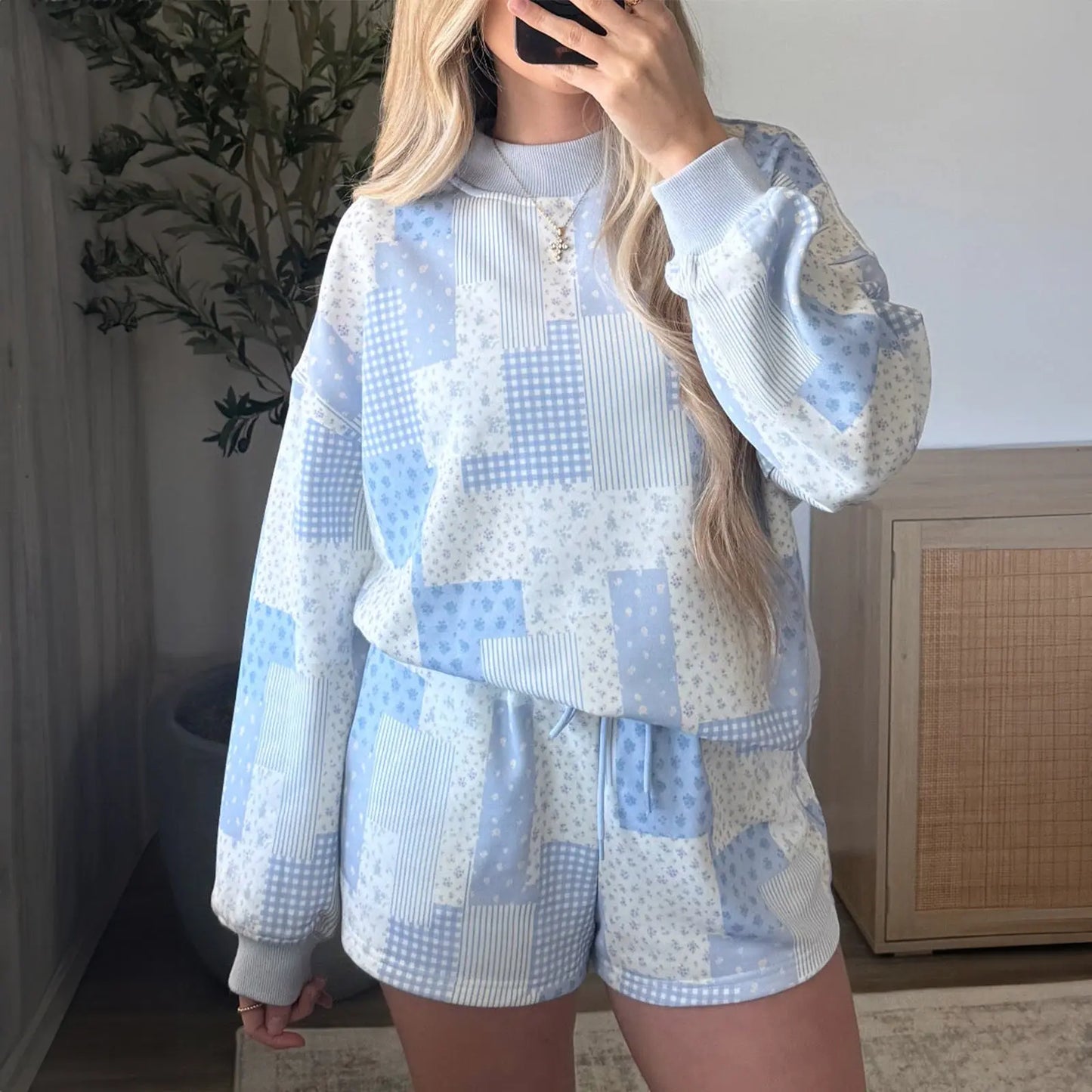 Women's Floral Patchwork Loungewear Set