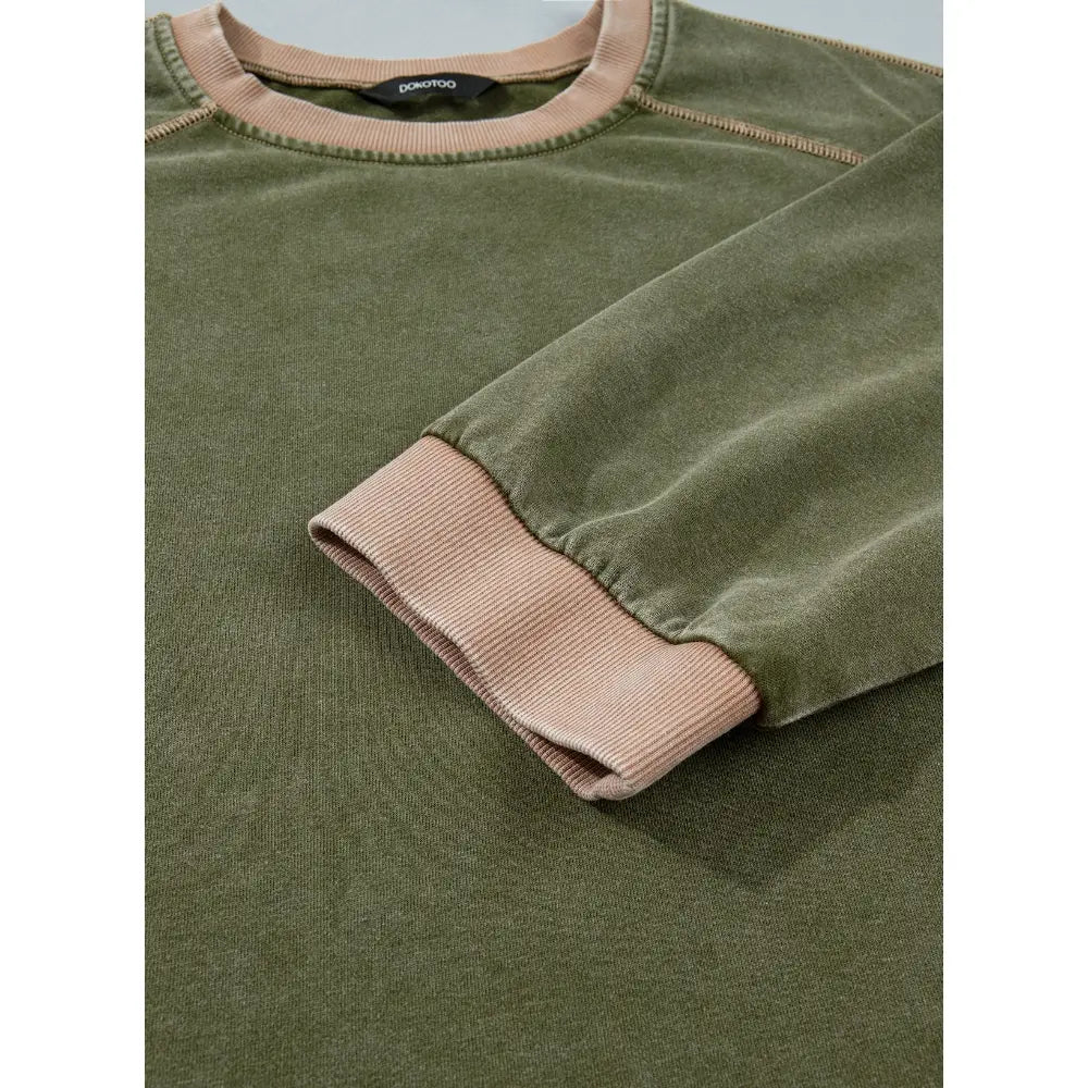 Women's Oversized Acid Wash Pullover Sweatshirt – Vintage Cotton Crew Neck