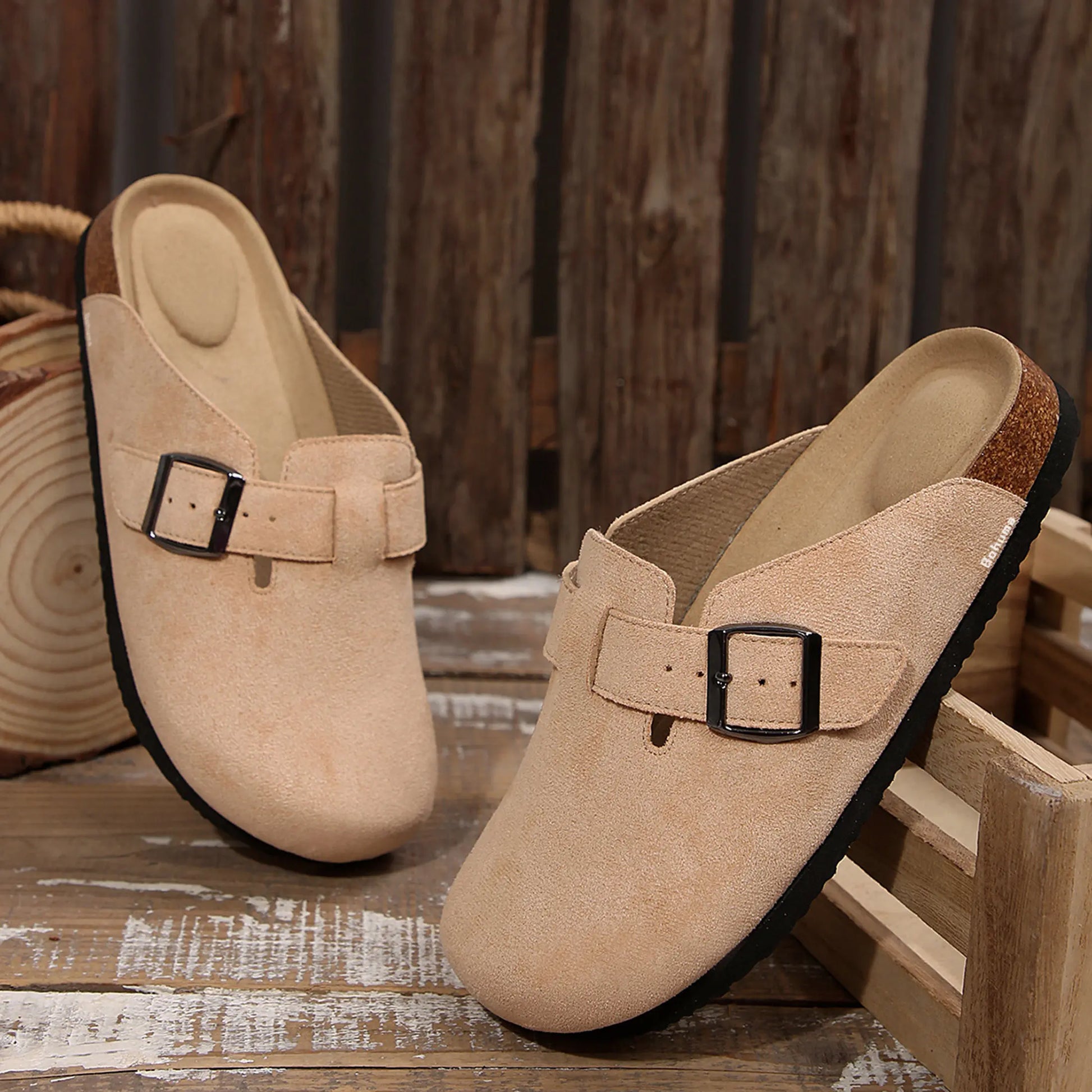 Men's Cork Footbed Suede Clogs
