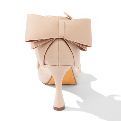 Platform Dress Sandals – Sculpted Heel, Bow Detail, Ankle Strap