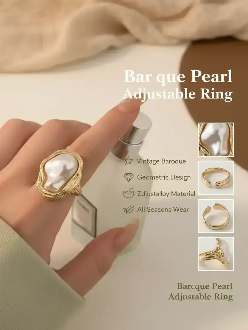 Vintage Baroque Pearl Ring Set