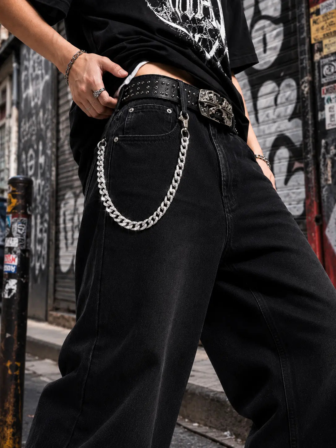 Rhinestone Cuban Link Chain – Y2K Pants & Wallet Chain