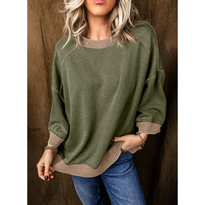 Women's Oversized Acid Wash Pullover Sweatshirt – Vintage Cotton Crew Neck