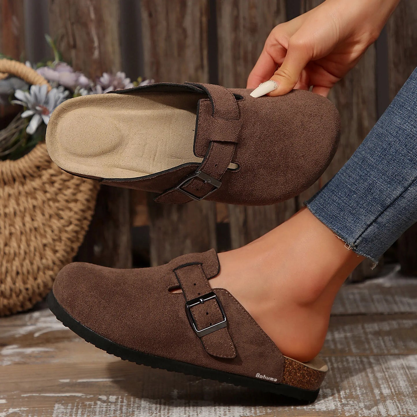 Men's Cork Footbed Suede Clogs