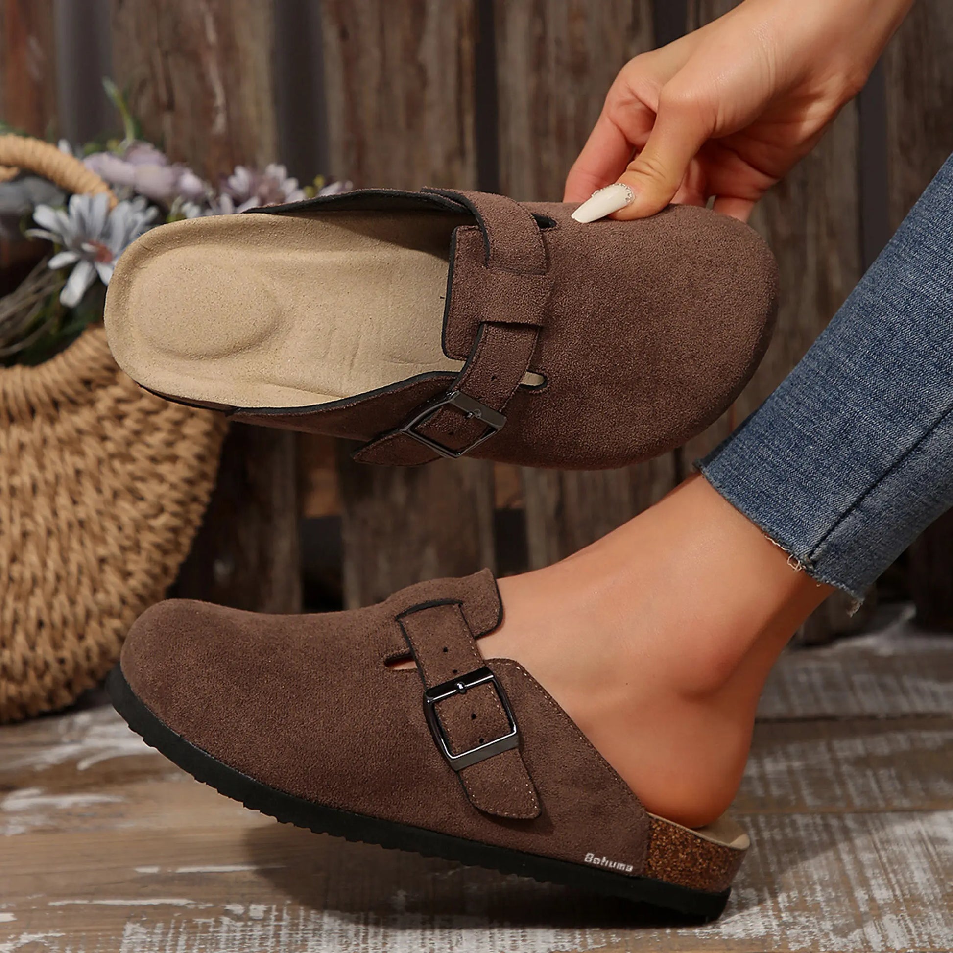 Men's Cork Footbed Suede Clogs