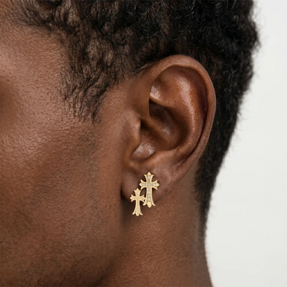  Cross Dangle Earrings – Zircon, 14K Gold Plated, Hypoallergenic