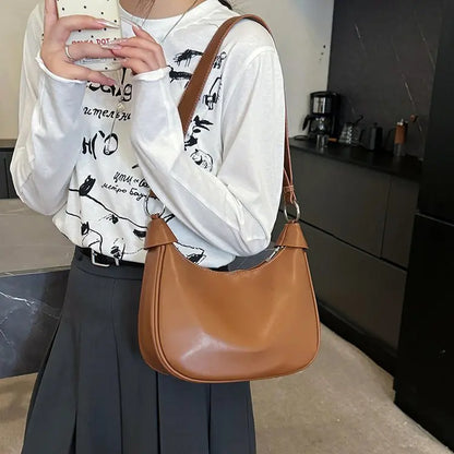 Women's Solid Color Zipper Shoulder Bag