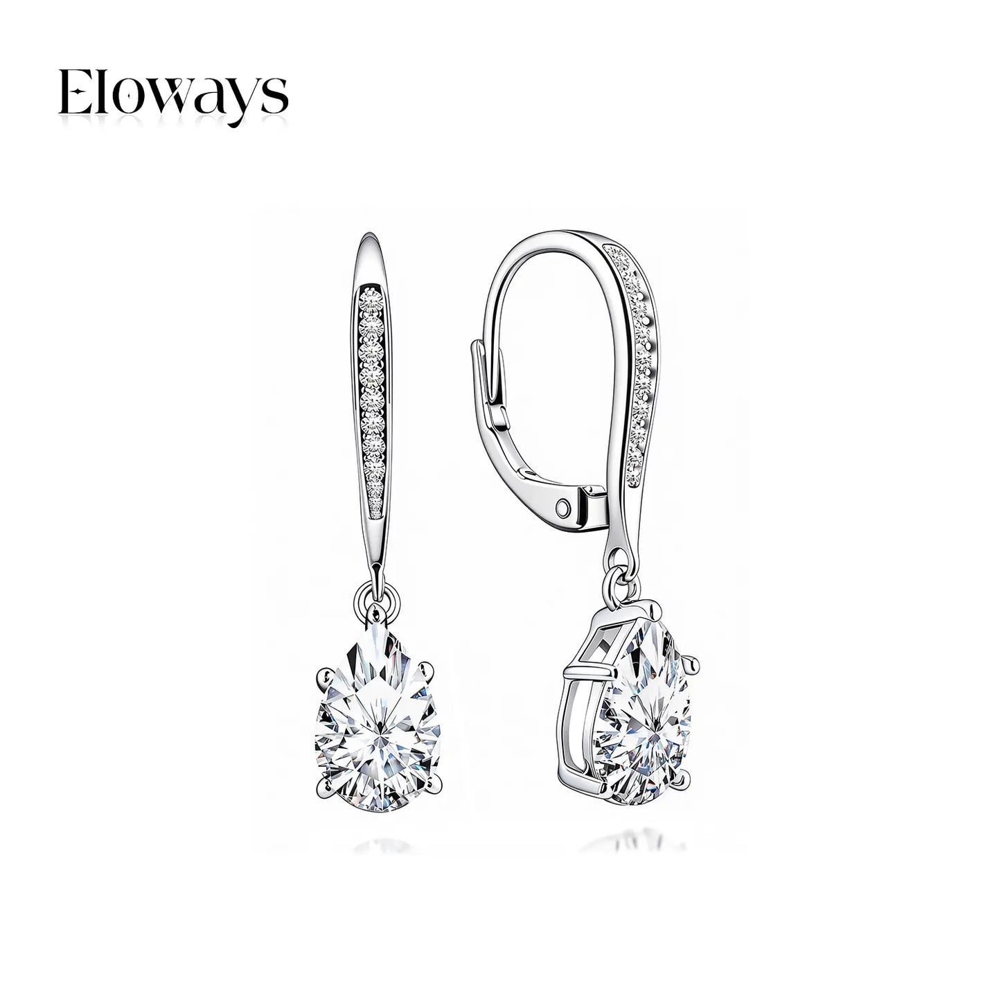 Moissanite Teardrop Earrings – S925 Sterling Silver, Leverback