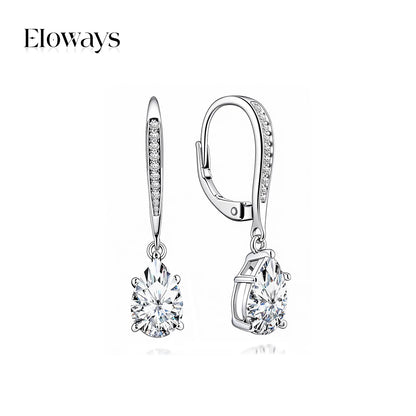 Moissanite Teardrop Earrings – S925 Sterling Silver, Leverback