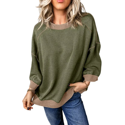 Women's Oversized Acid Wash Pullover Sweatshirt – Vintage Cotton Crew Neck