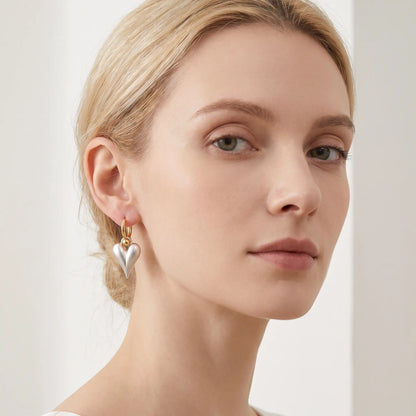 Brushed Heart Hoop Earrings