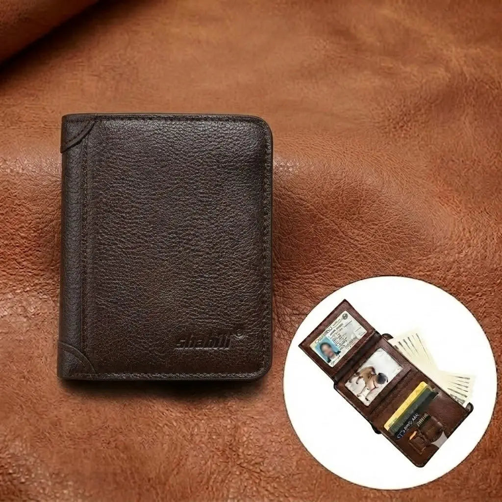Men's PU Leather Tri-Fold Wallet – Vintage, Multi-Card Slots