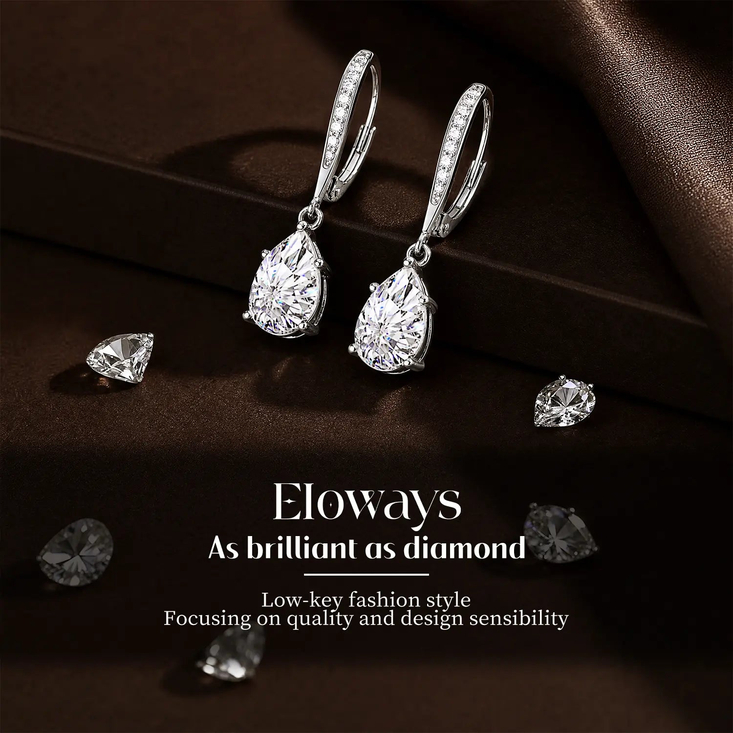 Moissanite Teardrop Earrings – S925 Sterling Silver, Leverback
