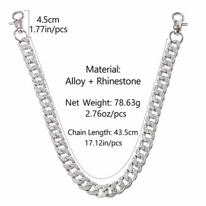 Rhinestone Cuban Link Chain – Y2K Pants & Wallet Chain