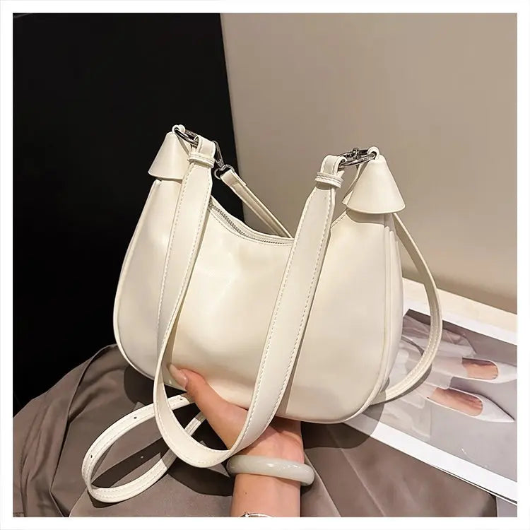 Women's Solid Color Zipper Shoulder Bag