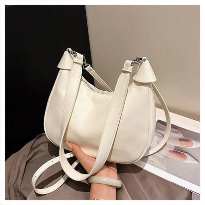 Women's Solid Color Zipper Shoulder Bag