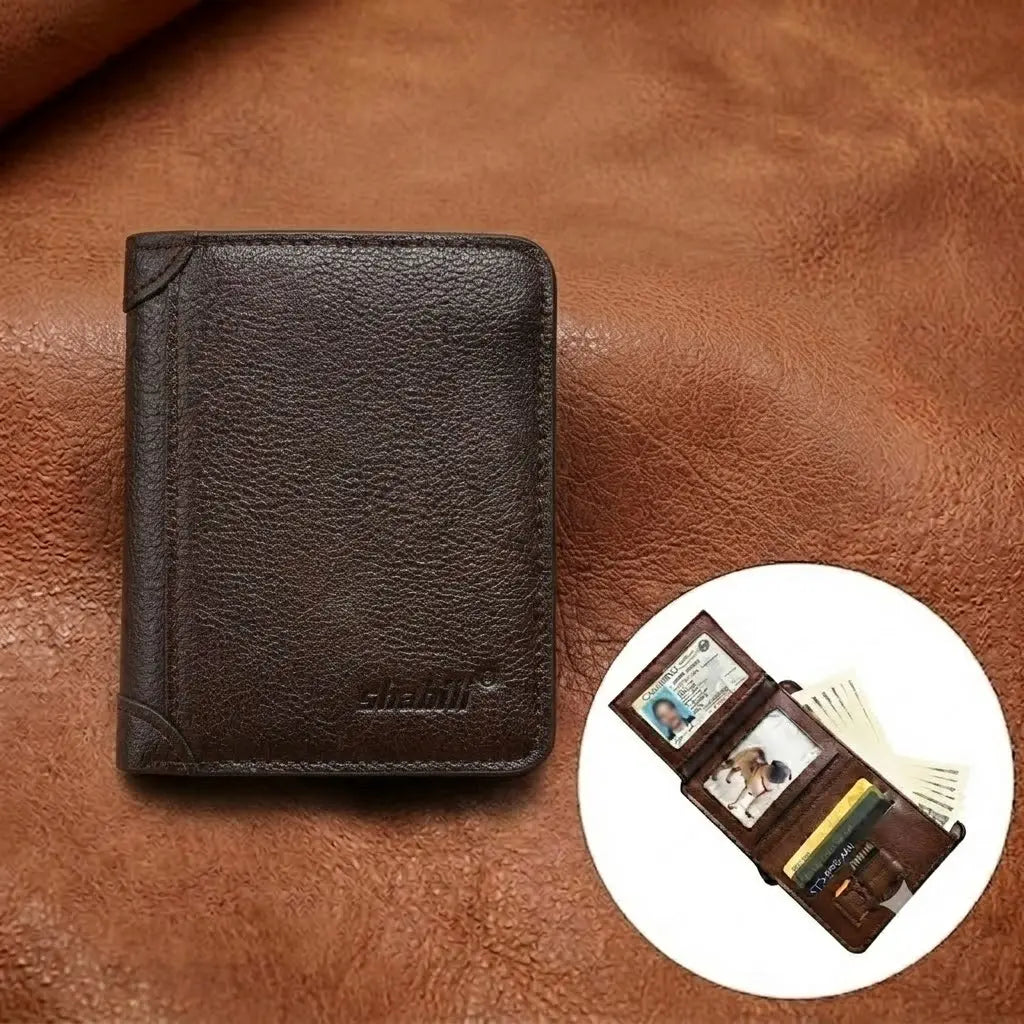 Men's PU Leather Tri-Fold Wallet – Vintage, Multi-Card Slots