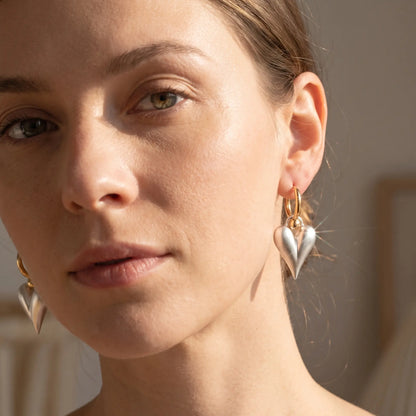 Brushed Heart Hoop Earrings