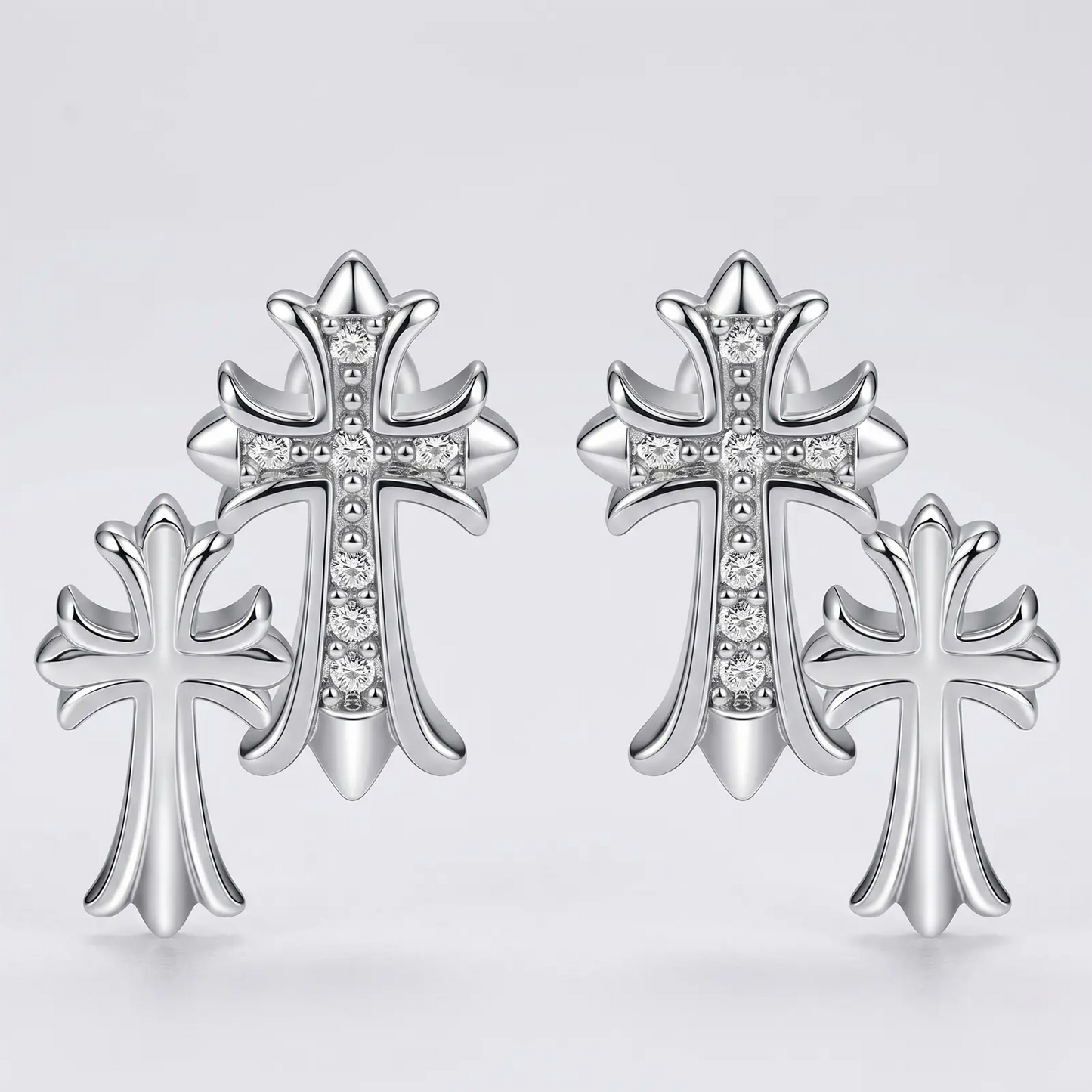  Cross Dangle Earrings – Zircon, 14K Gold Plated, Hypoallergenic