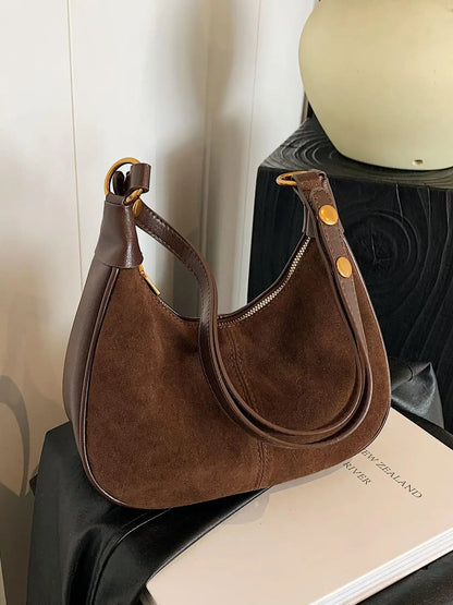 Women's Solid Color Zipper Shoulder Bag