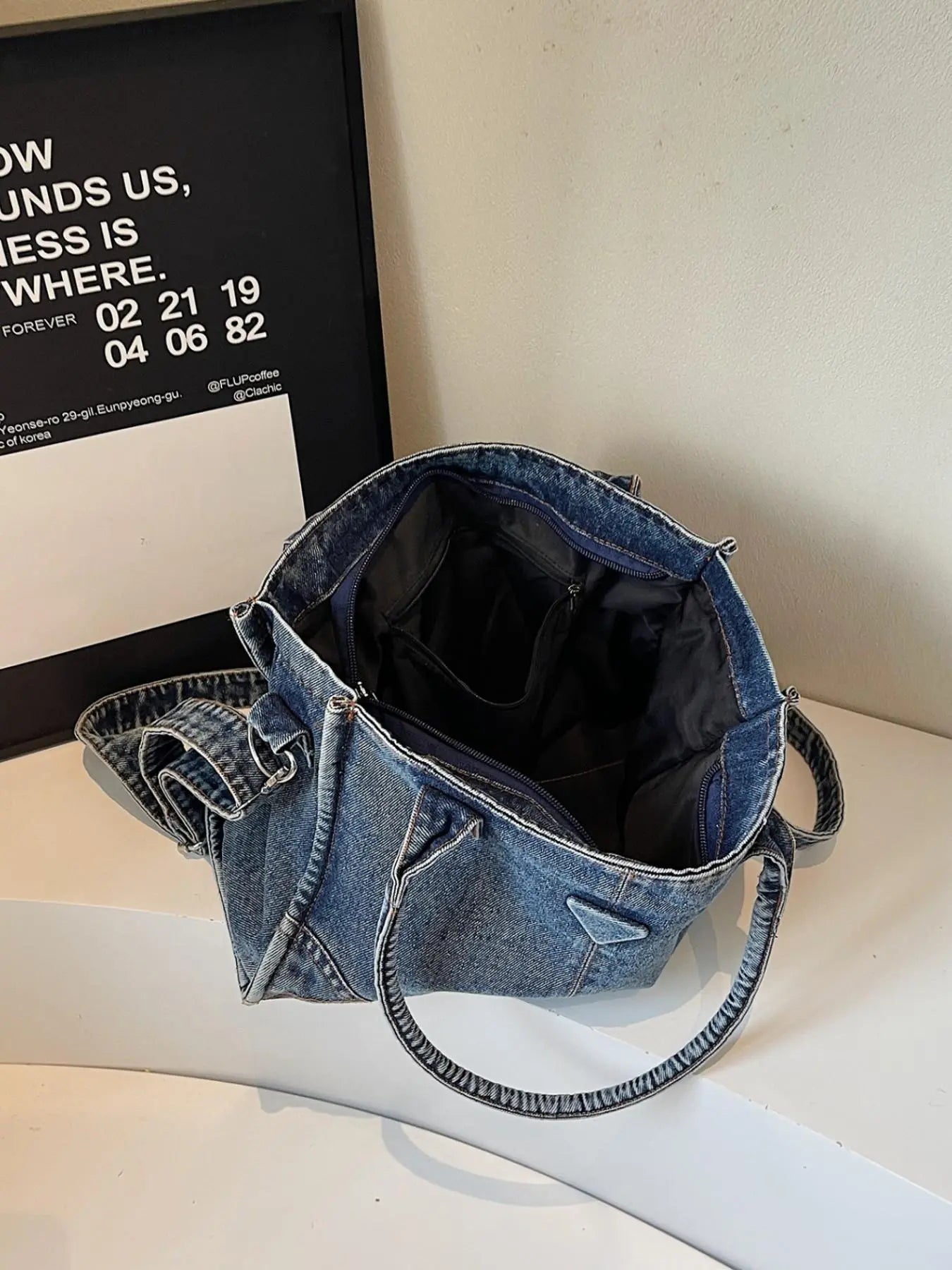 "Women's Washed Denim Tote Bag