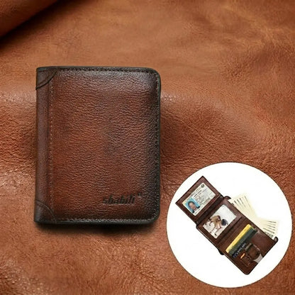 Men's PU Leather Tri-Fold Wallet – Vintage, Multi-Card Slots