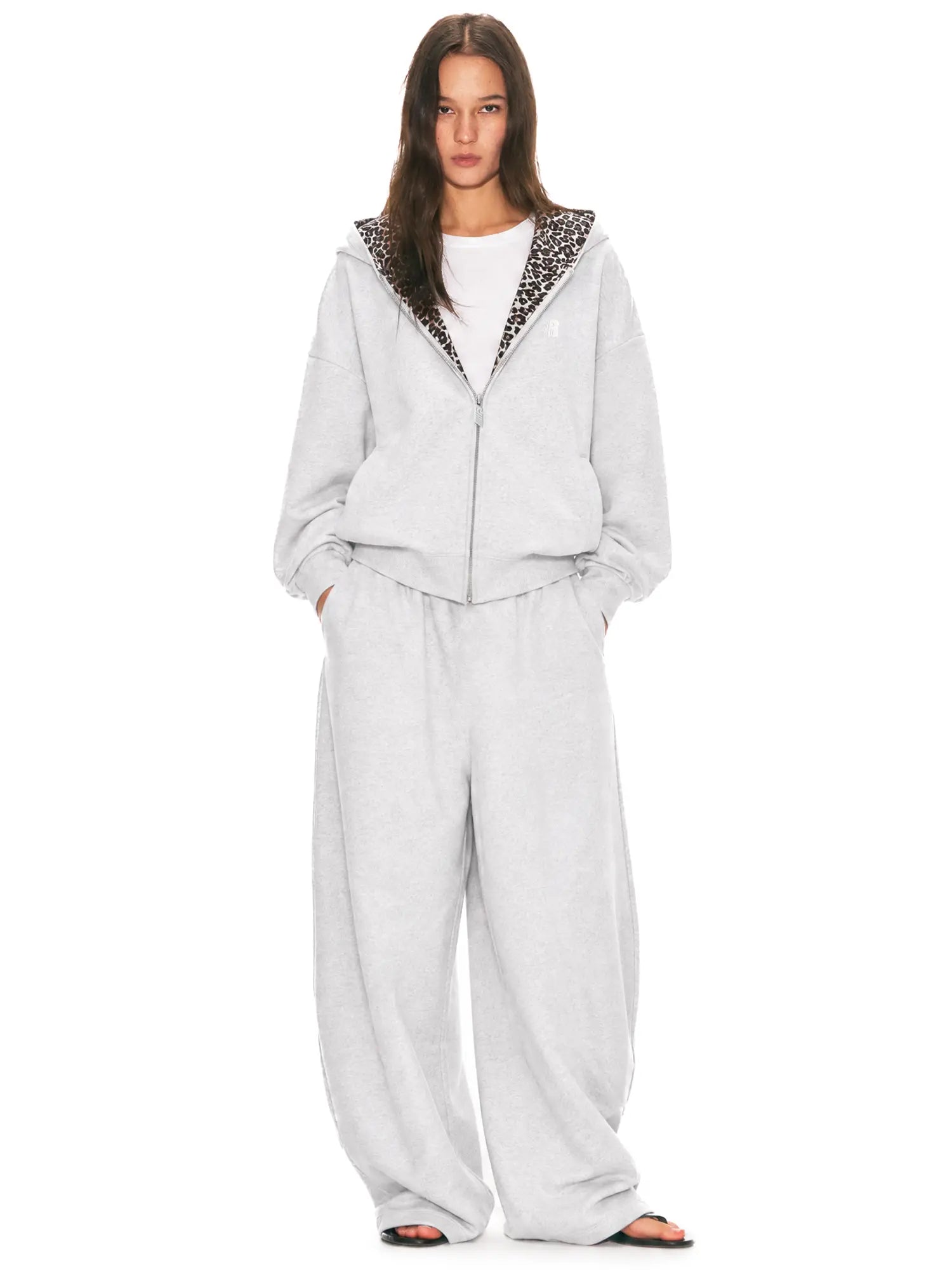 Leopard Print Zip-Up Hoodie – Oversized Cropped, Cute Ears Hood, Women Fleece