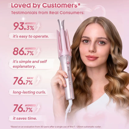 Automatic Curling Iron – 3 Barrel Sizes, 3-Level Temp, Ceramic Coating