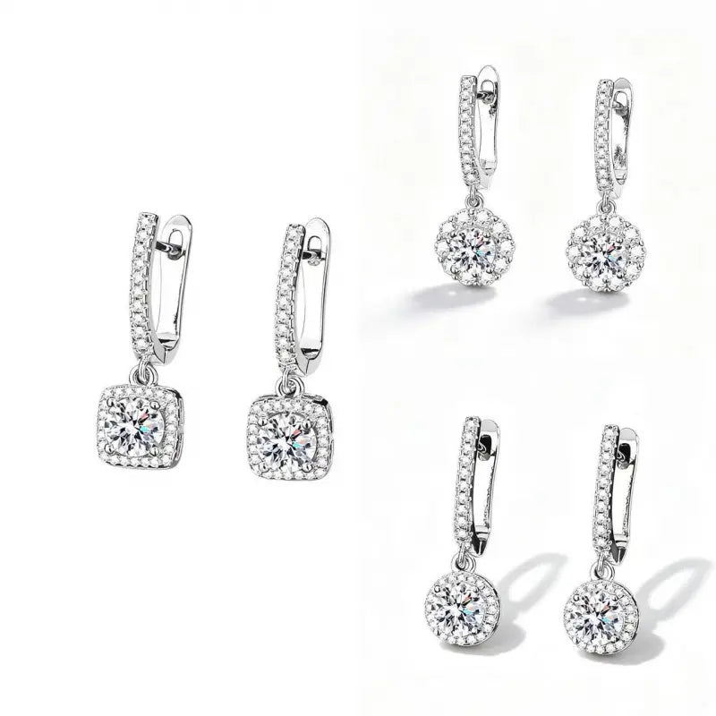 "Moissanite Earrings 3-Piece Set – 14K Gold Plated