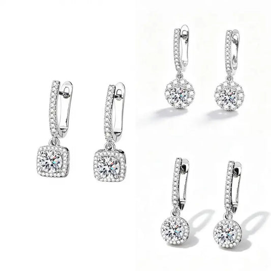 "Moissanite Earrings 3-Piece Set – 14K Gold Plated