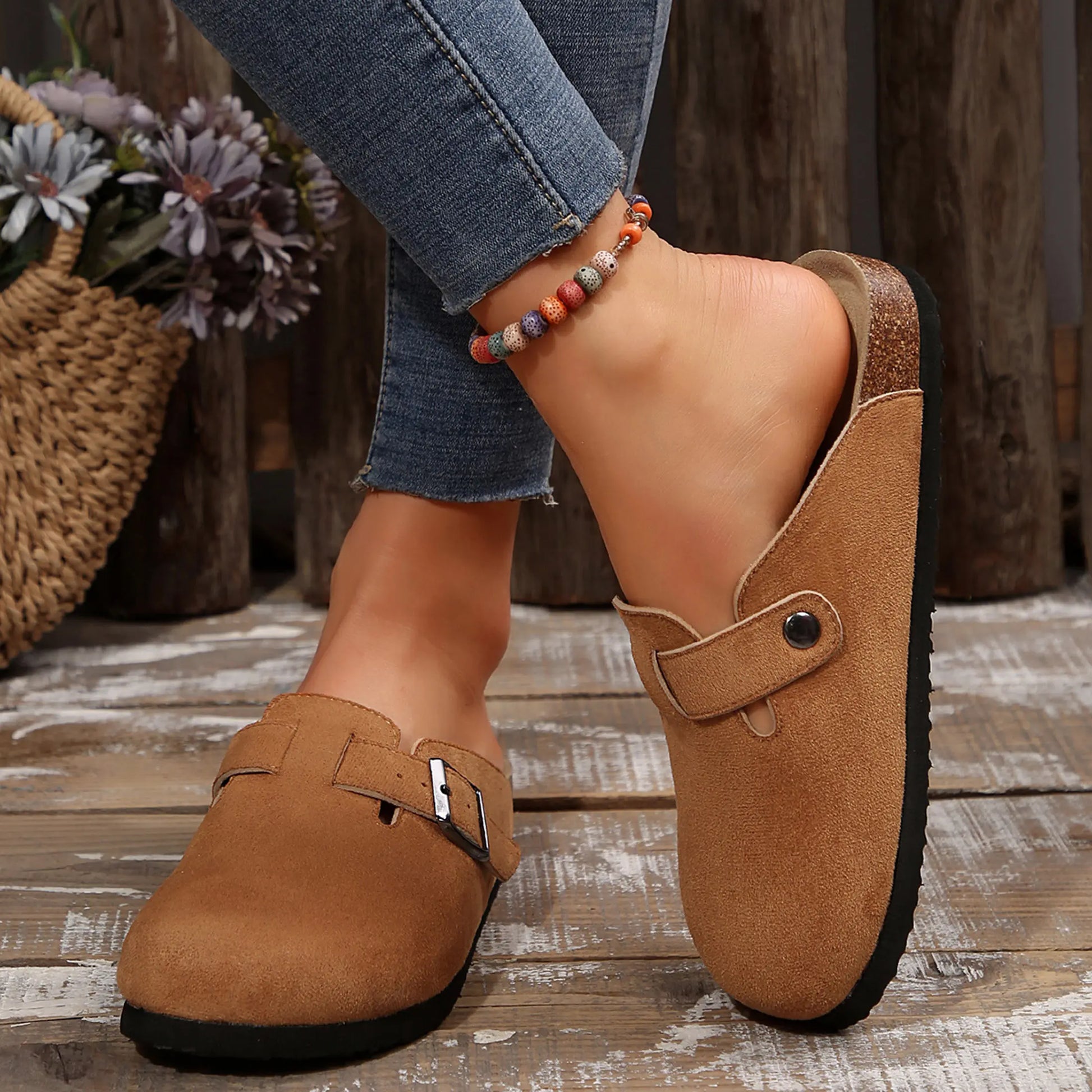 Men's Cork Footbed Suede Clogs