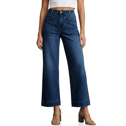High-Waisted Capri Jeans – Stretchy, Frayed Distressed, Five Pockets, Women's