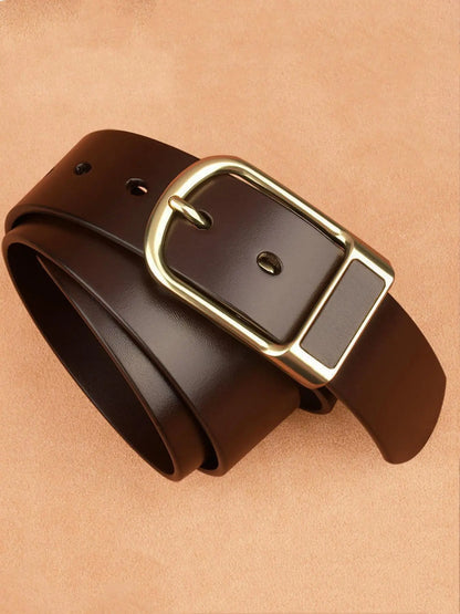 Men's Solid Color PU Leather Buckle Belt
