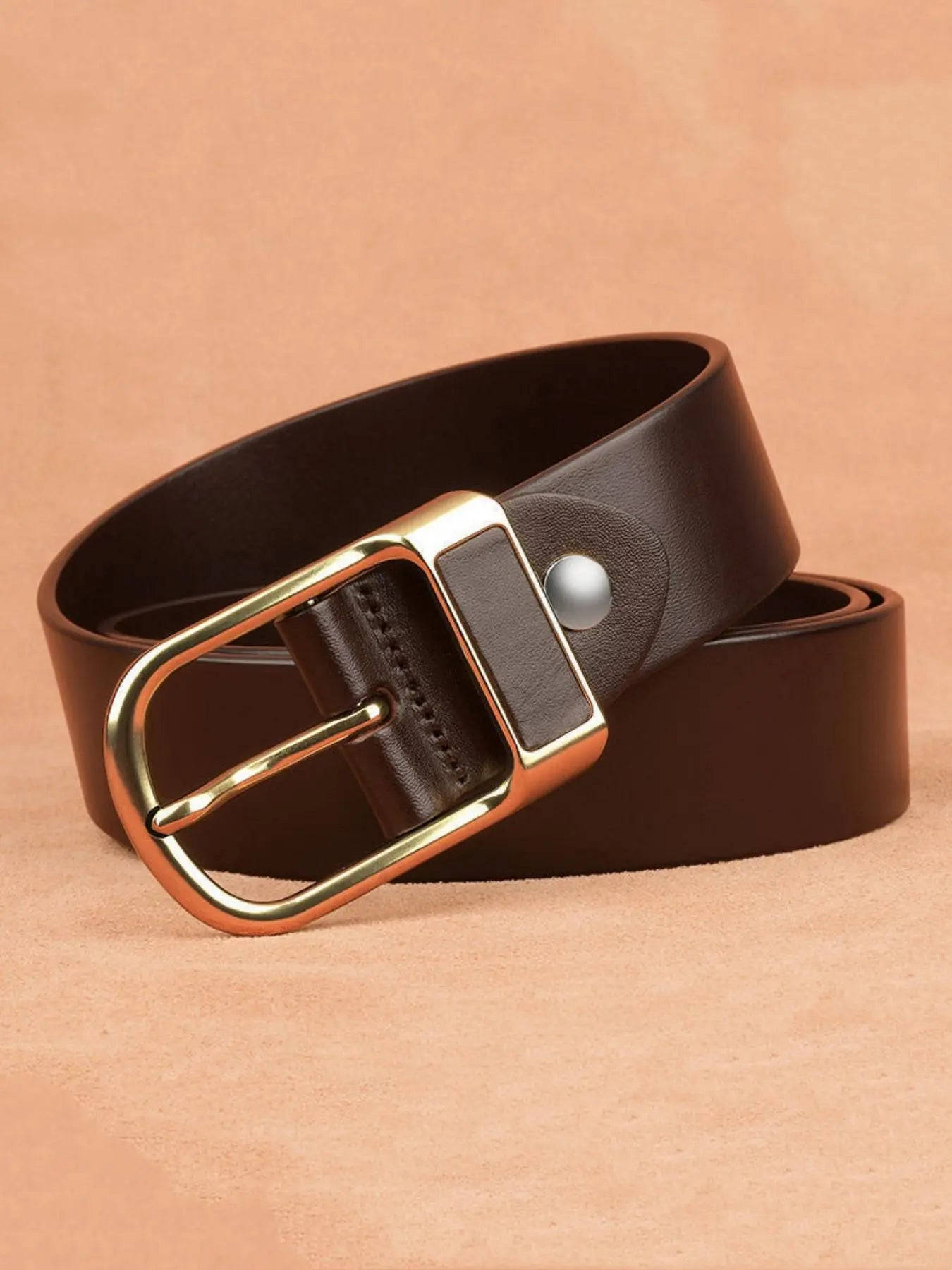 Men's Solid Color PU Leather Buckle Belt