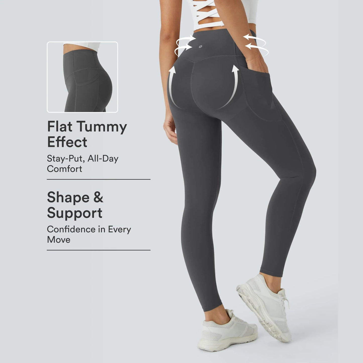 High-Waisted Butt Lifting Leggings – Tummy Control, Pockets, Shaping Workout Wear