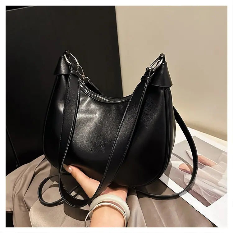Women's Solid Color Zipper Shoulder Bag