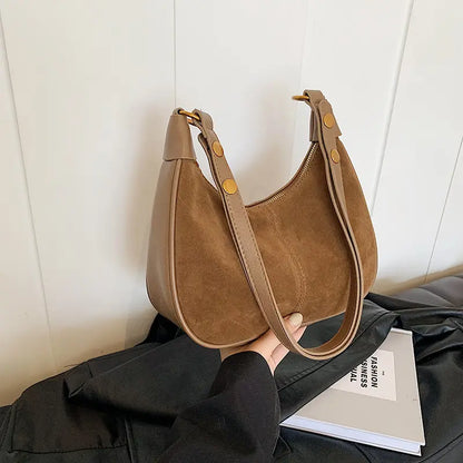 Women's Solid Color Zipper Shoulder Bag