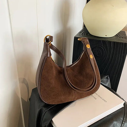 Women's Solid Color Zipper Shoulder Bag
