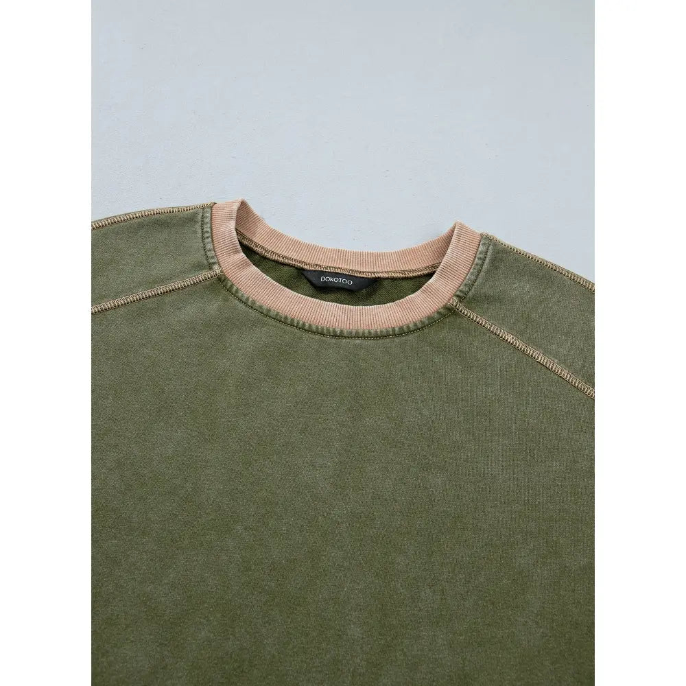 Women's Oversized Acid Wash Pullover Sweatshirt – Vintage Cotton Crew Neck