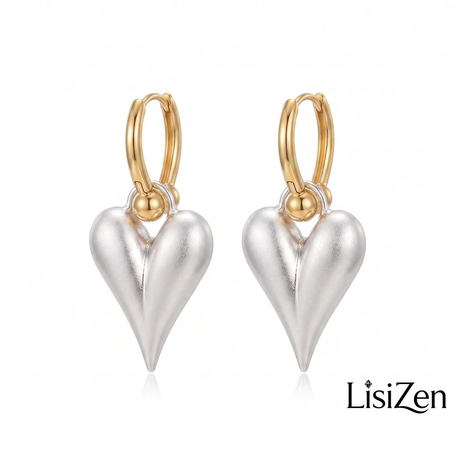 Brushed Heart Hoop Earrings